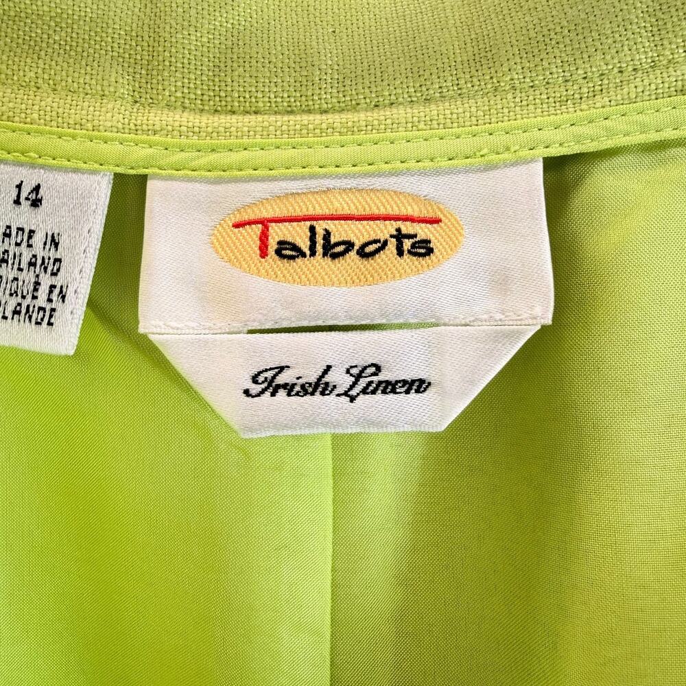 Talbots Irish Linen Button-Down A-Line Midi Skirt Sze 14 Lime Lined Beach Spring - Picture 6 of 10